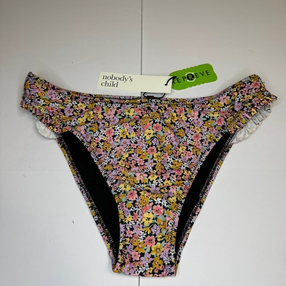Nobody’s Child Jemina Frill Trim Bikini Bottoms US Sz 6 NWT Eco-Friendly Floral - Picture 1 of 8